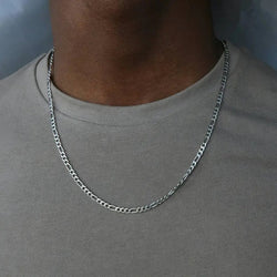 3mm Figaro Neck Chain For Men Silver