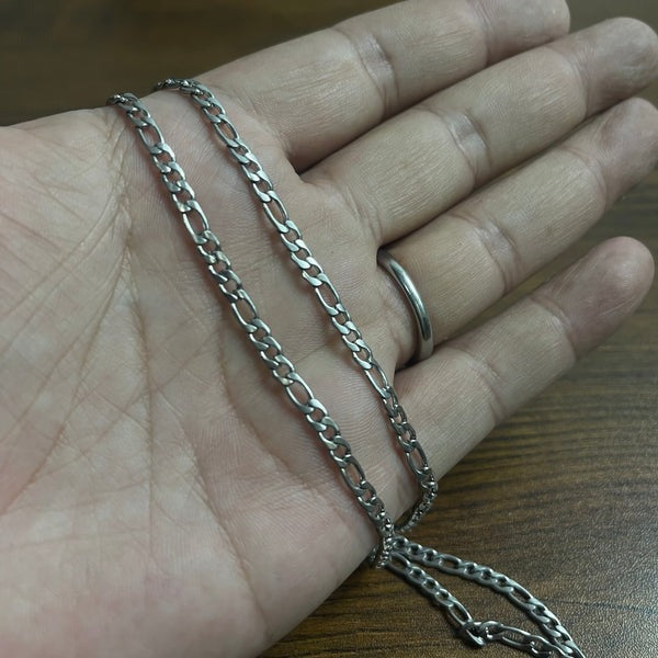 3mm Figaro Neck Chain For Men Silver