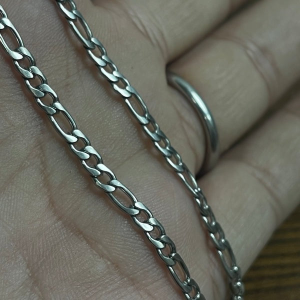 3mm Figaro Neck Chain For Men Silver