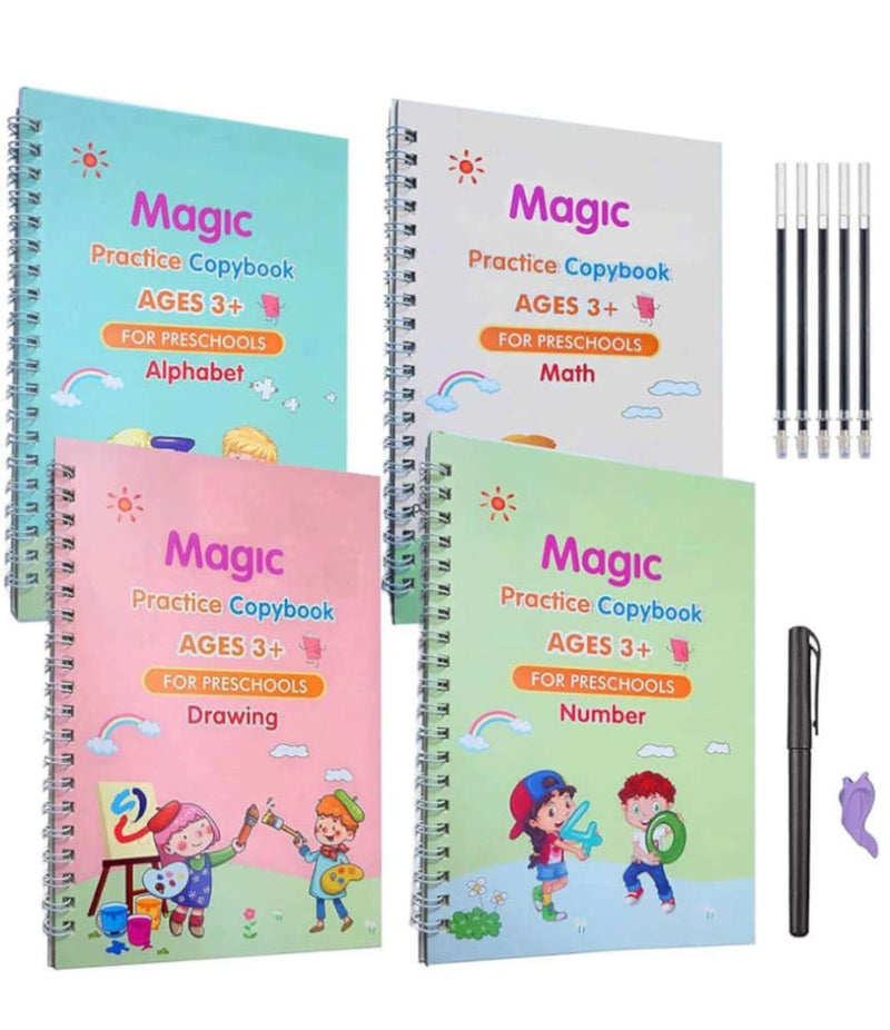 Sank Magic Practice Copybook (4 Books + Magic Pen & 10 Ink Refills)