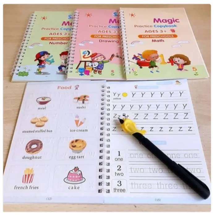 Sank Magic Practice Copybook (4 Books + Magic Pen & 10 Ink Refills)